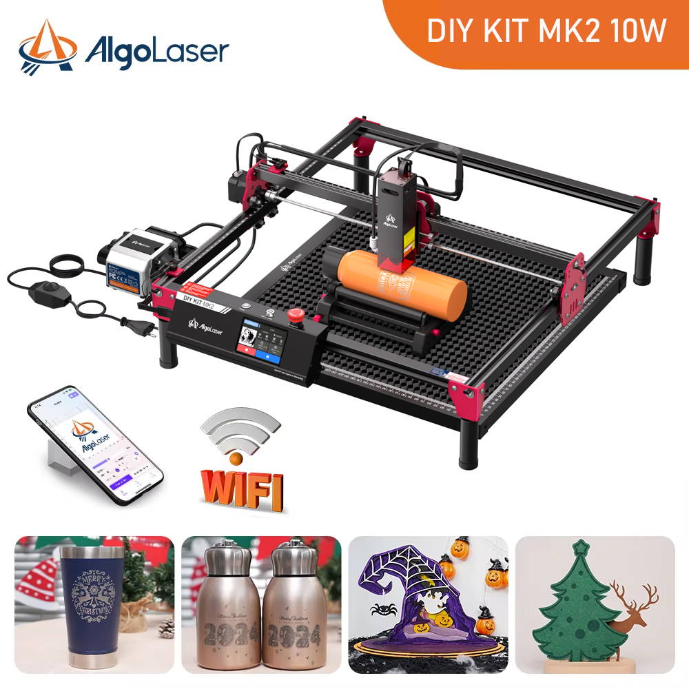Industrial Laser Removal - Algolaser-DIYキットmk2レーザー彫刻機,出力10w,カラータッチスクリーン,3.5インチ,オフライン制御アプリケーション,カッターツール