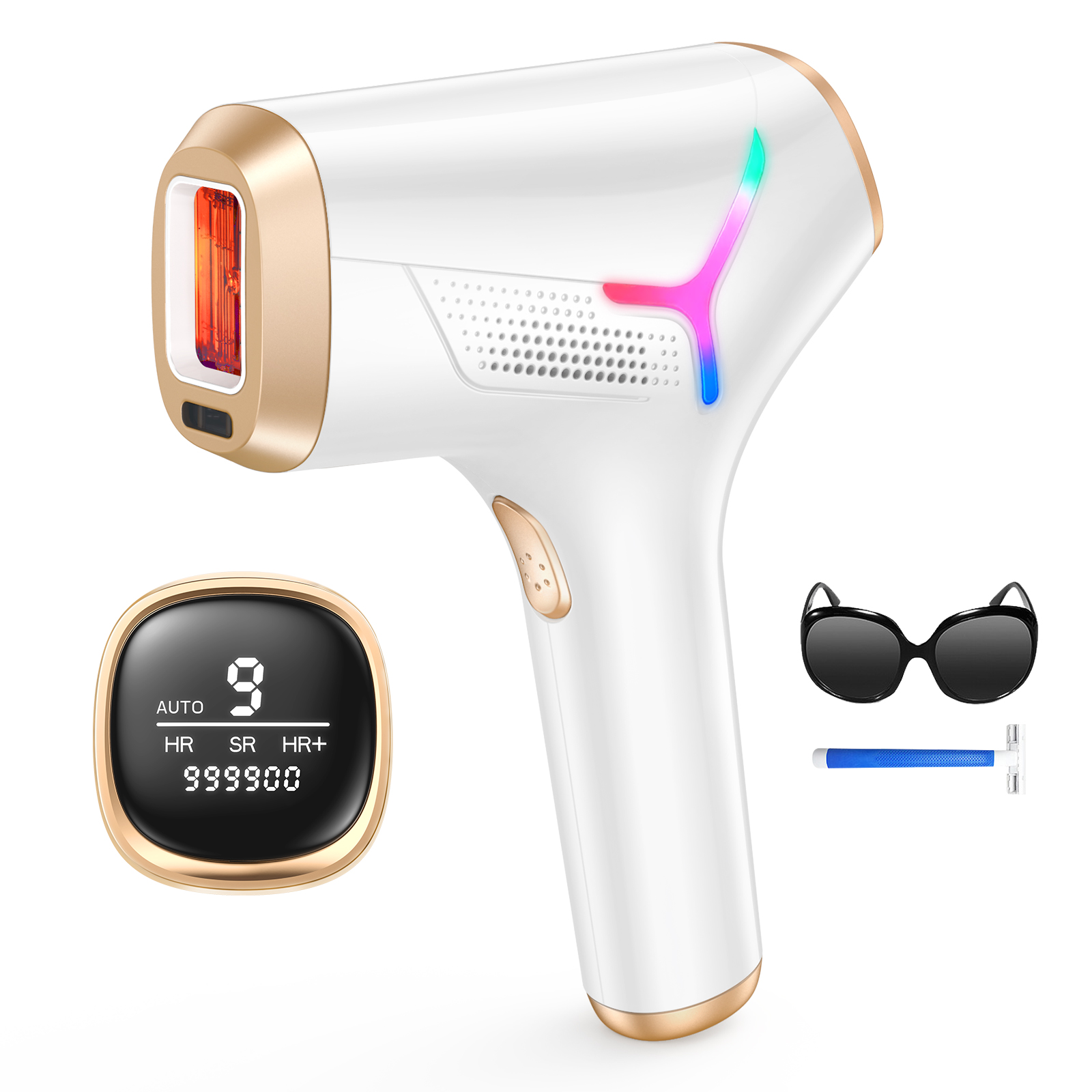 Industrial Laser Hair Removal Machine - 男性と女性のためのiplレーザー脱毛装置,999900回のフラッシュ,デュアルモード,3週間の目に見える,家庭用レーザー,迅速で安全な治療