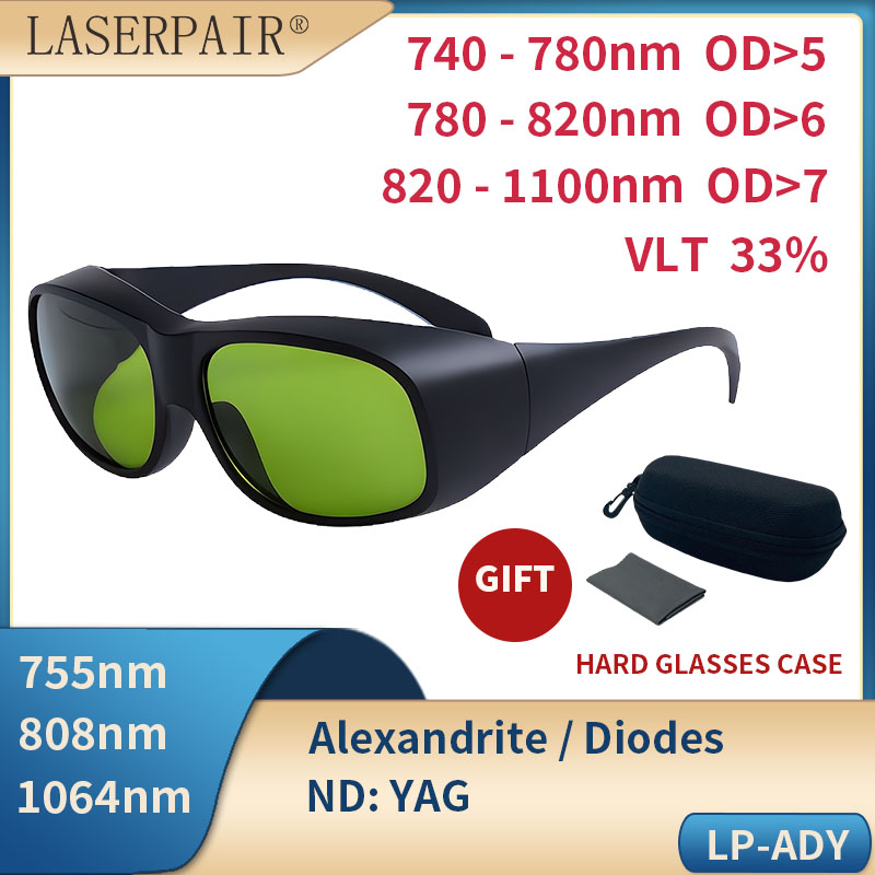 Laser Safety Goggles - LaserPair 755/808/1064nm赤外線レーザー安全ゴーグル、アレキサンドライト、ダイオード、ND:YAGレーザー保護、CE EN207準拠