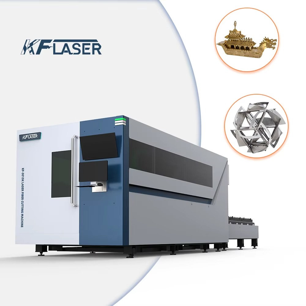 Industrial Laser Cutter Price - 交換テーブル付きCNCファイバーメタルレーザー切断機、鋼材用産業用レーザー切断機（密閉カバープレートカッター付き）の価格