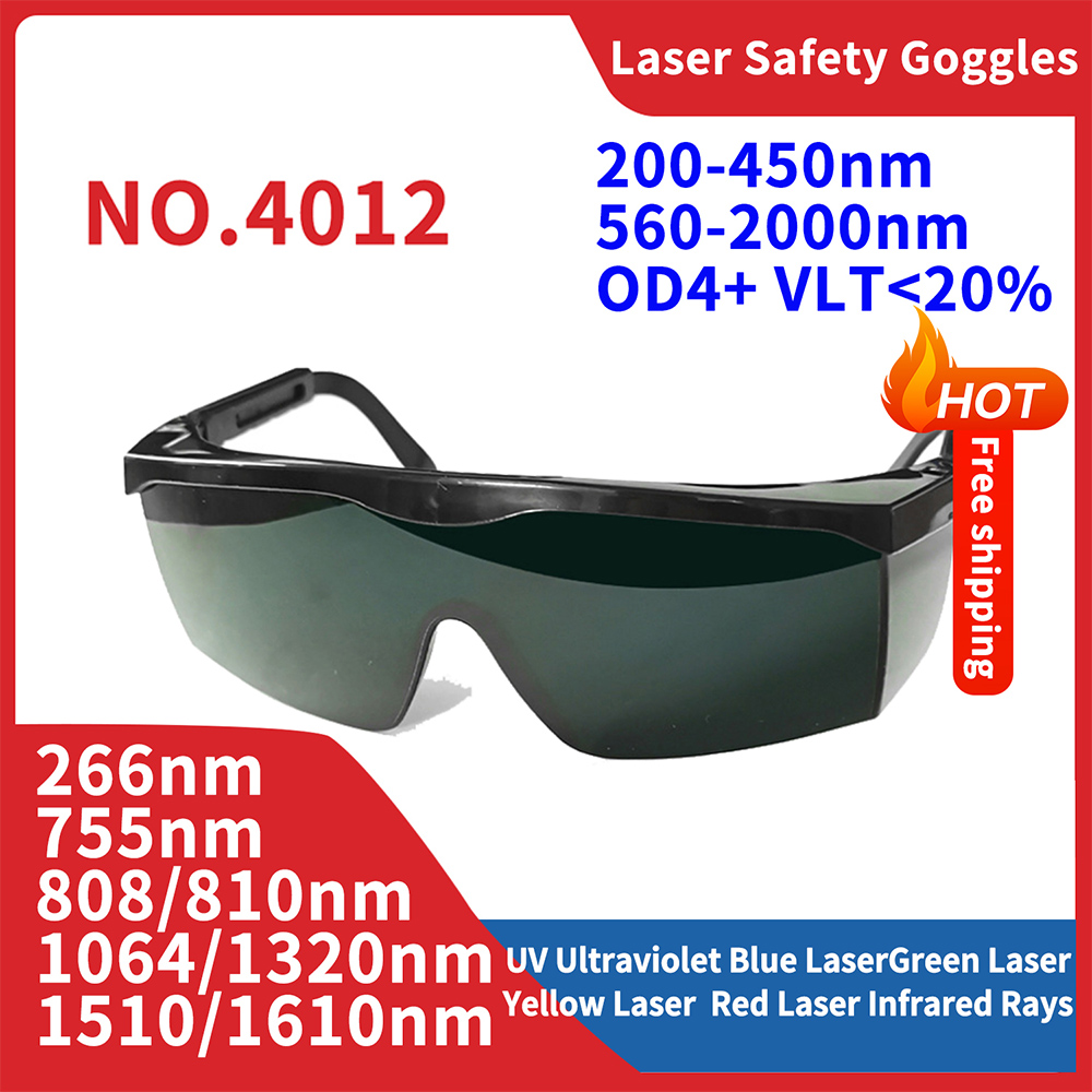 Laser Safety Goggles - 安全レンズ付きレーザーメガネ,安全ゴーグル,シールド保護,od4 ce,nd: yag,CO2レーザー切断,彫刻機,作業,1064nm
