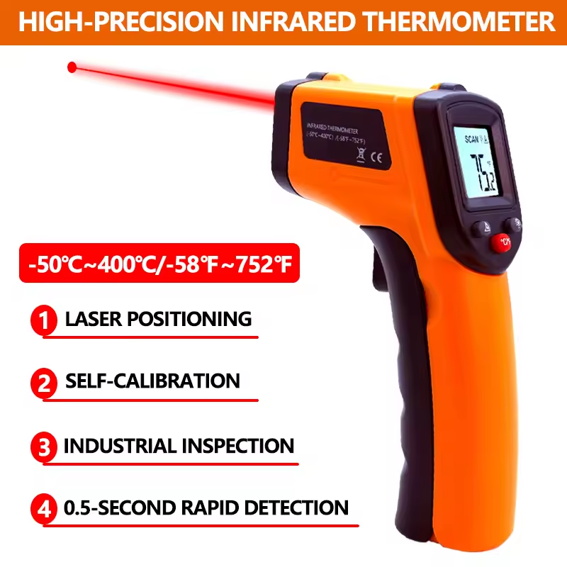 Industrial Laser Thermometer Gun - ハンドヘルド赤外線温度計温度ガン非接触レーザー熱テスター産業用家庭用自動車用-50-400 ° C