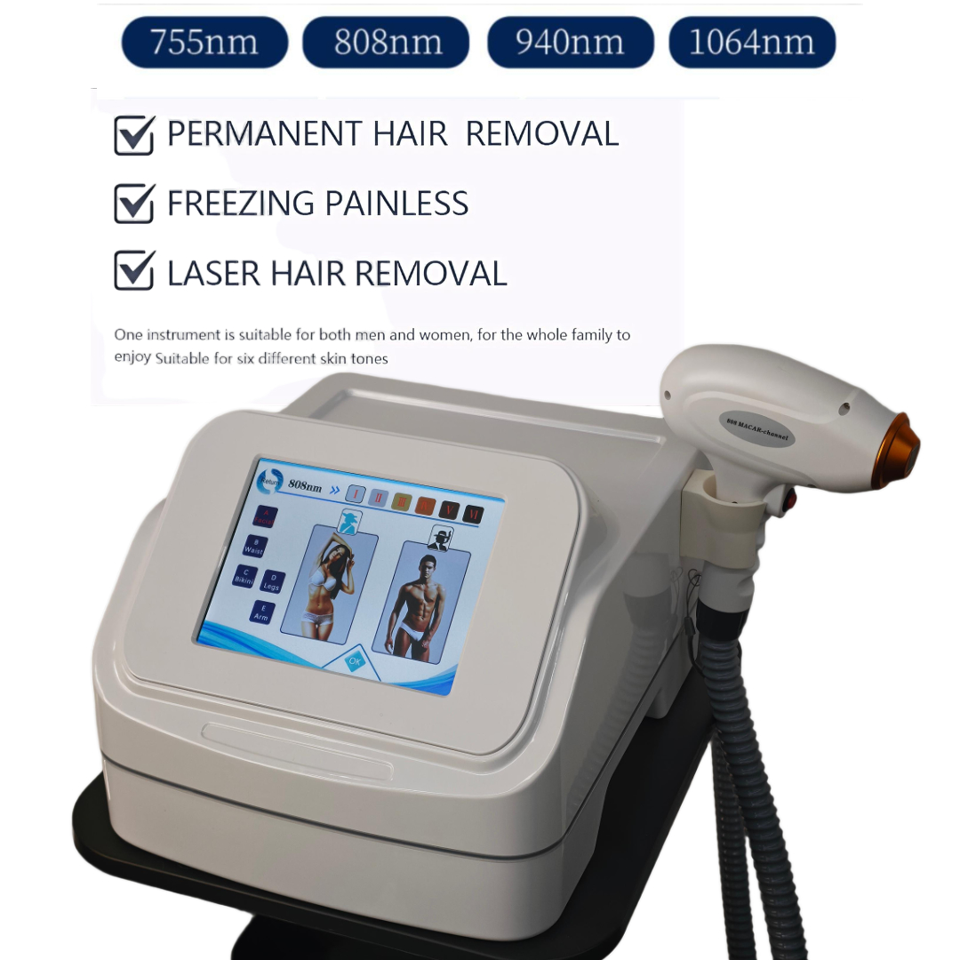 Industrial Laser Hair Removal Machine - プロ仕様のダイオードレーザー脱毛機 4波長 755/808/940/1064nm – 氷冷却技術、ジェル不要、永久脱毛