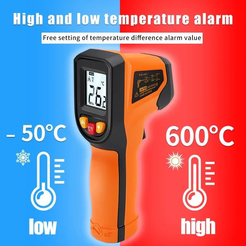 T400 T600 デジタル赤外線温度計 -50~600 ℃ - Industrial Laser Thermometer Gun のレビューと価格
