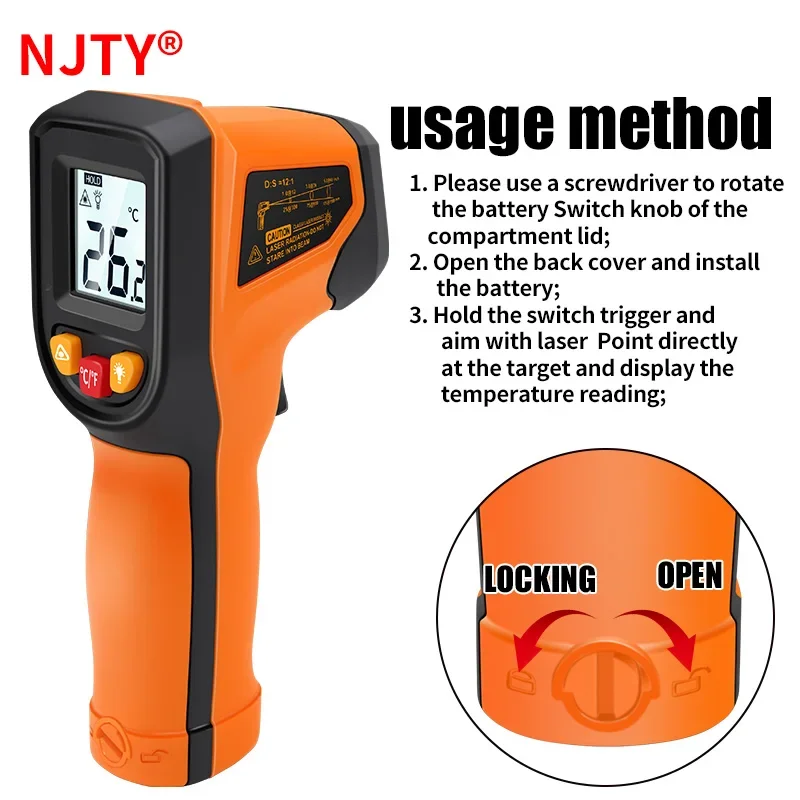 T400 T600 デジタル赤外線温度計 -50~600 ℃ - Industrial Laser Thermometer Gun のレビューと価格