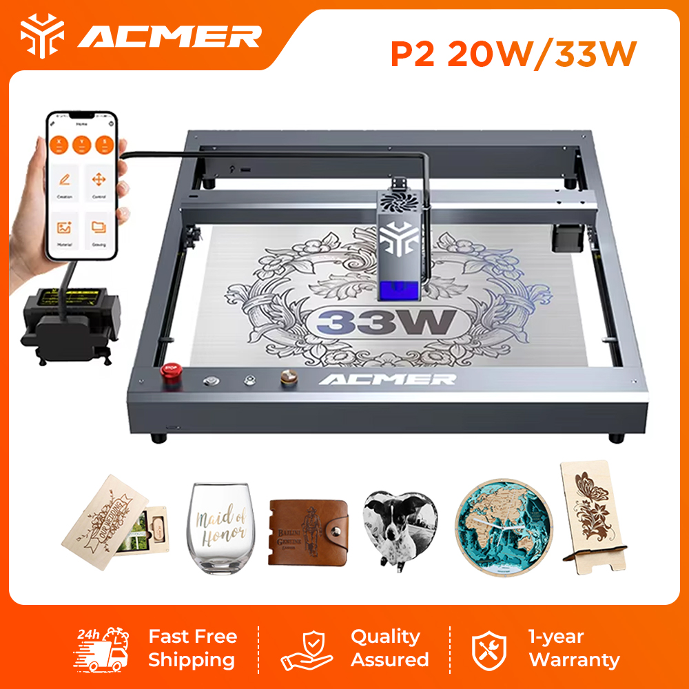 ACMER P2 33W レーザー彫刻・切断機 高出力CNC - Industrial Laser Engraver のレビューと価格