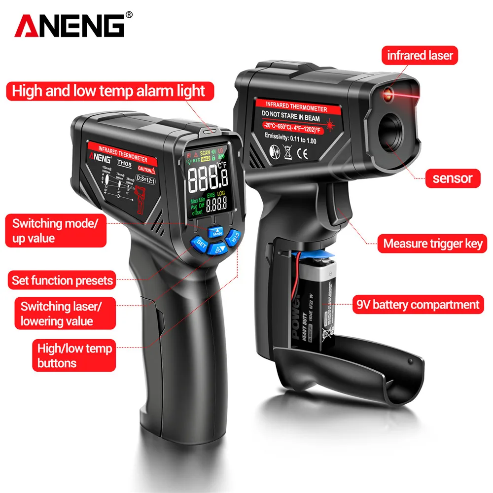 センサーガン回路工業用試験床暖房管温度テスターANENG T - Industrial Laser Thermometer Gun のレビューと価格