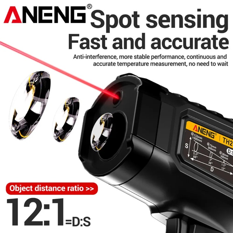 ANENG TH202 工業用ハンドヘルド温度計カーテスト非 - Industrial Laser Thermometer Gun のレビューと価格