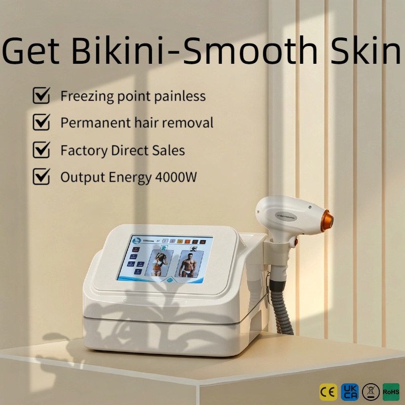 ポータブルダイオードレーザー脱毛器 — 家庭用永久脱毛用の4 - Industrial Laser Hair Removal Machine のレビューと価格