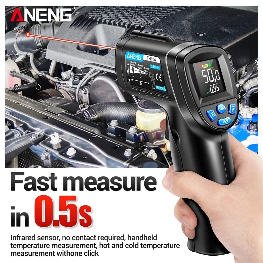 赤外線温度計工業用赤色レーザー温度計ガンVAスクリーンパイロ - Industrial Laser Thermometer Gun のレビューと価格
